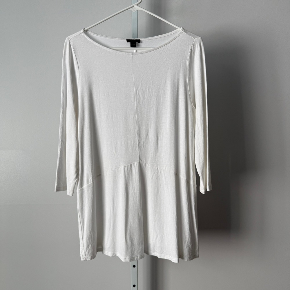 J. Jill S White Tunic Top Wearever Collection Preppy Classic Minimalist